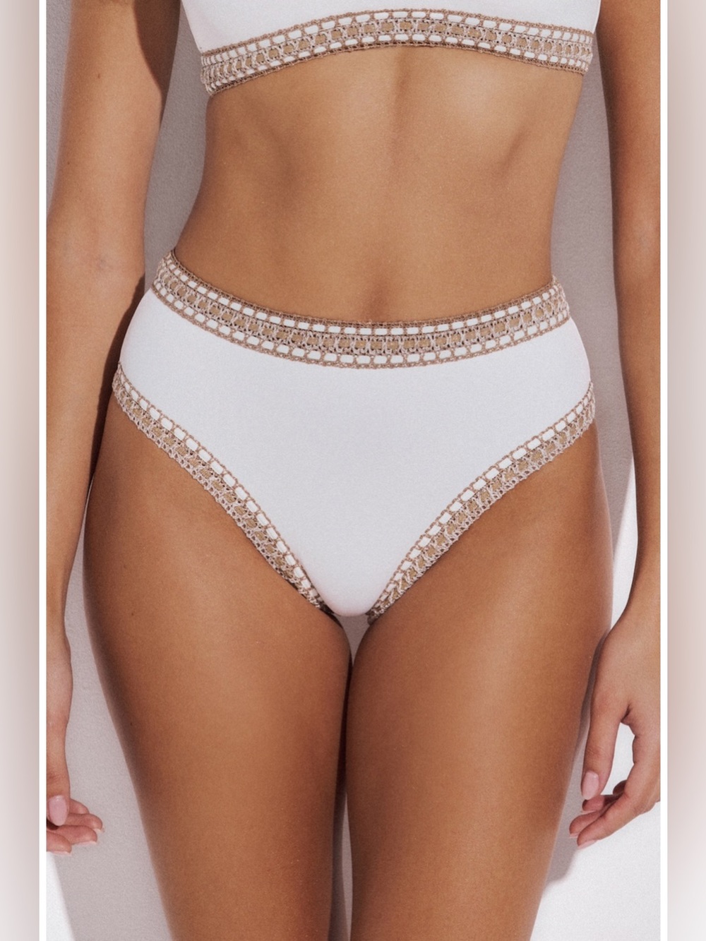 LIDA Swimwear Zoe High Waisted Bikini Bottom with Crocheted Border